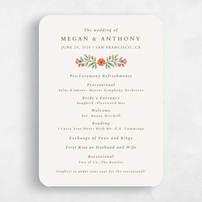 Beige Rounded Wedding Program - Blume