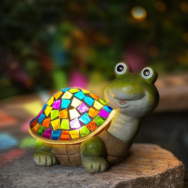 MININOVA Solar Mosaic Turtle Statues Outdoor Garden Decorations Kids Solar Light for Outside Home Decor Gifts for Kids Women Retirement Housewarming Christmas