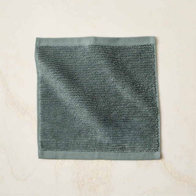 Brooks Ribbed Organic Cotton Faded Teal Washcloth