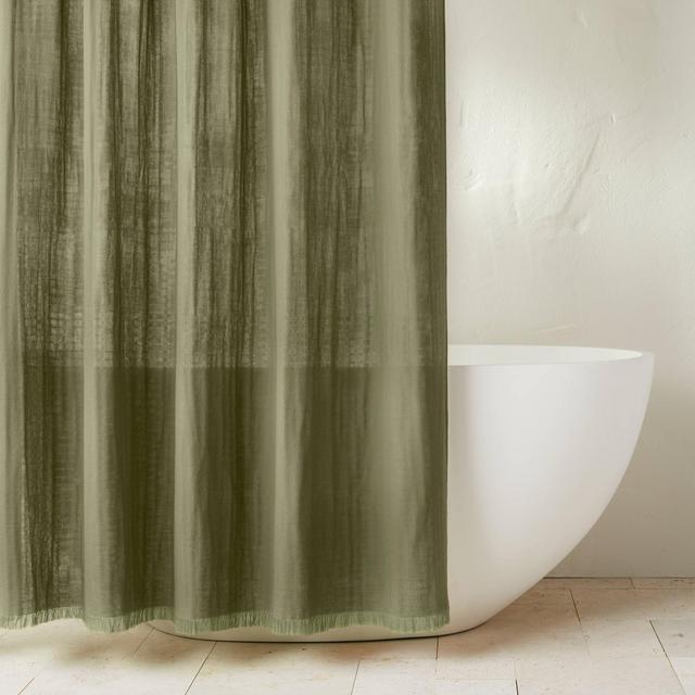 Gauze Shower Curtain Moss Green - Casaluna™