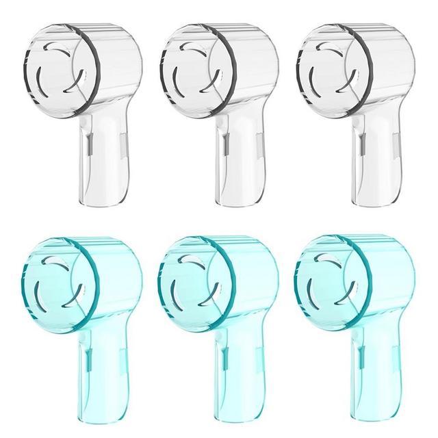 6 Pack Toothbrush Dustproof Cover Compatible with Oral B iO Ultimate Clean Gentle Care Replacment Heads and iO Series 3 4 5 6 7 7G 8 9 Electric Toothbrush, (Transparent+Cyan)