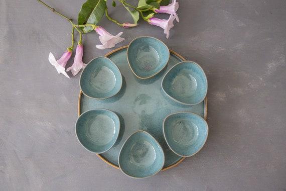 Ceramic Seder Plate - Turquoise