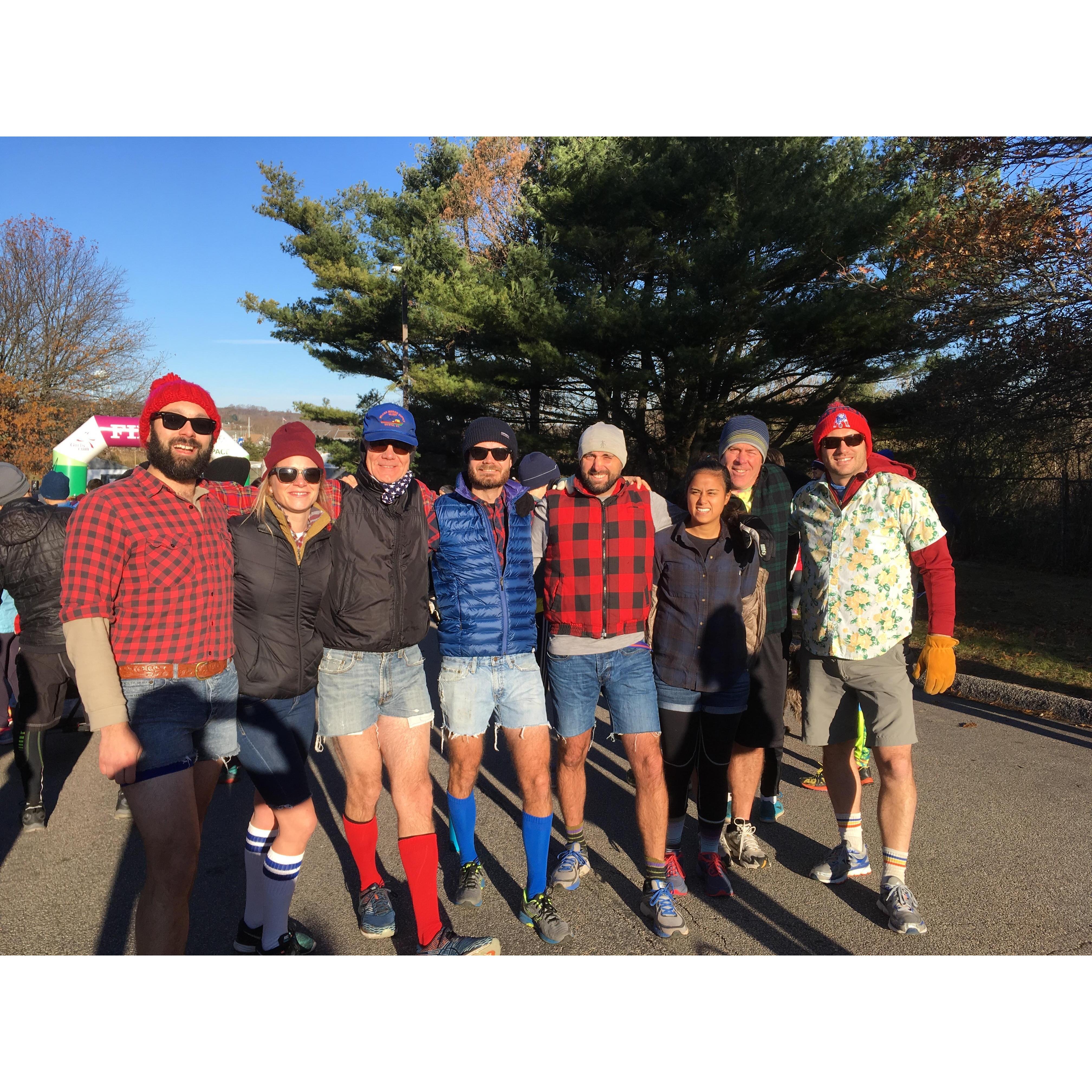 The Annual Jorts and Fannel Thanksgiving Trot and Dip with the Smith's. Mystic, CT, Thanksgiving, 2018