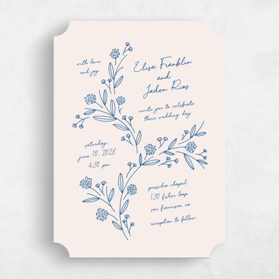 Beige Ticket Wedding Invitation - Larian Portrait
