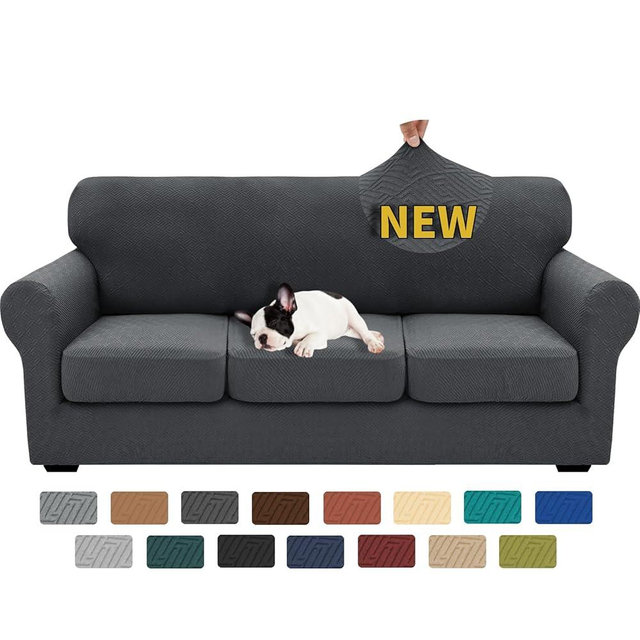 XINEAGE 2026 New 4 Pieces Couch Covers for 3 Cushion Couch Super Stretch Thick Soft Sofa Cover Anti Slip Sofa Slipcover Dogs Cats Furniture Protector (Dark Gray, 71"-91")