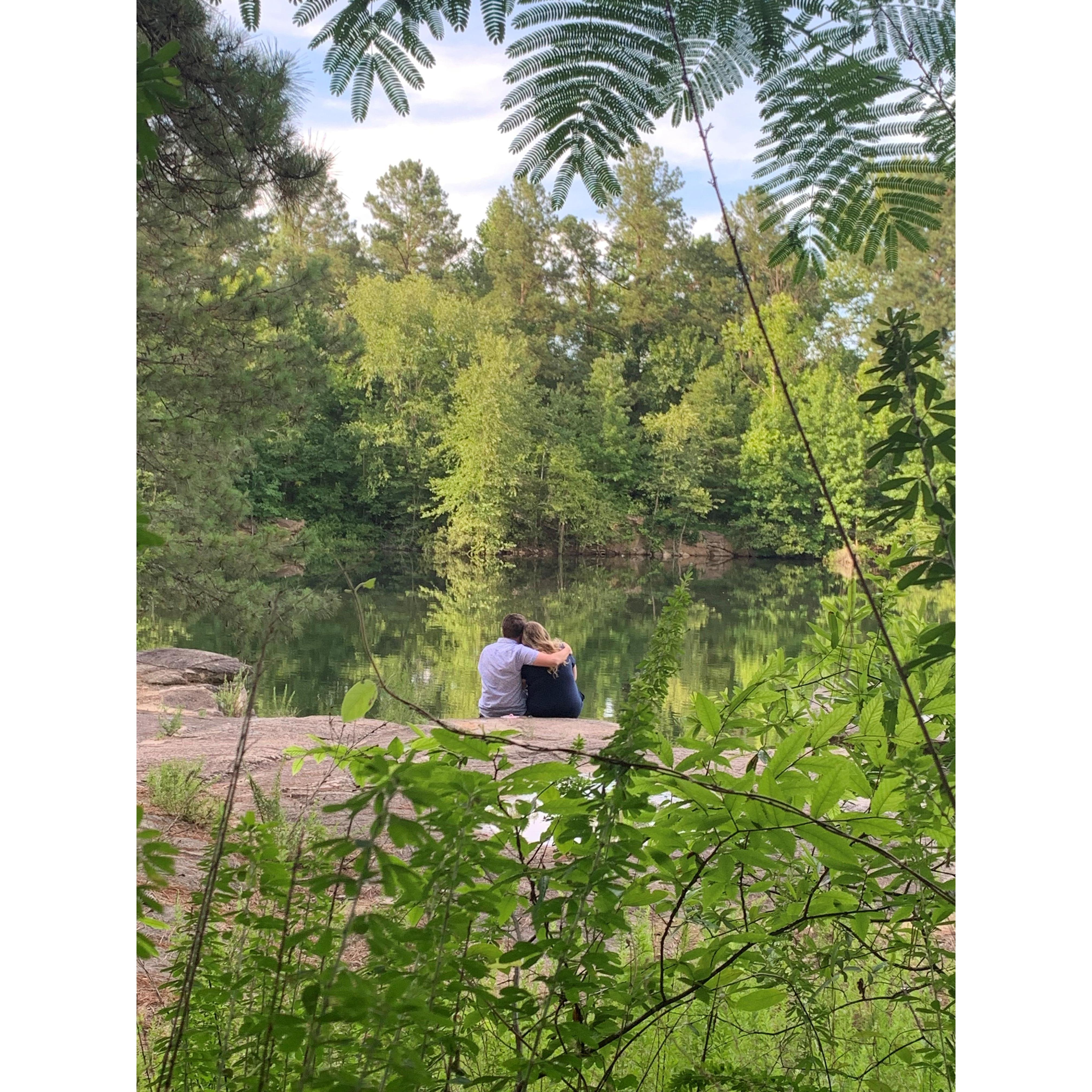 Sneaky family hiding in the woods just before John popped the question!!