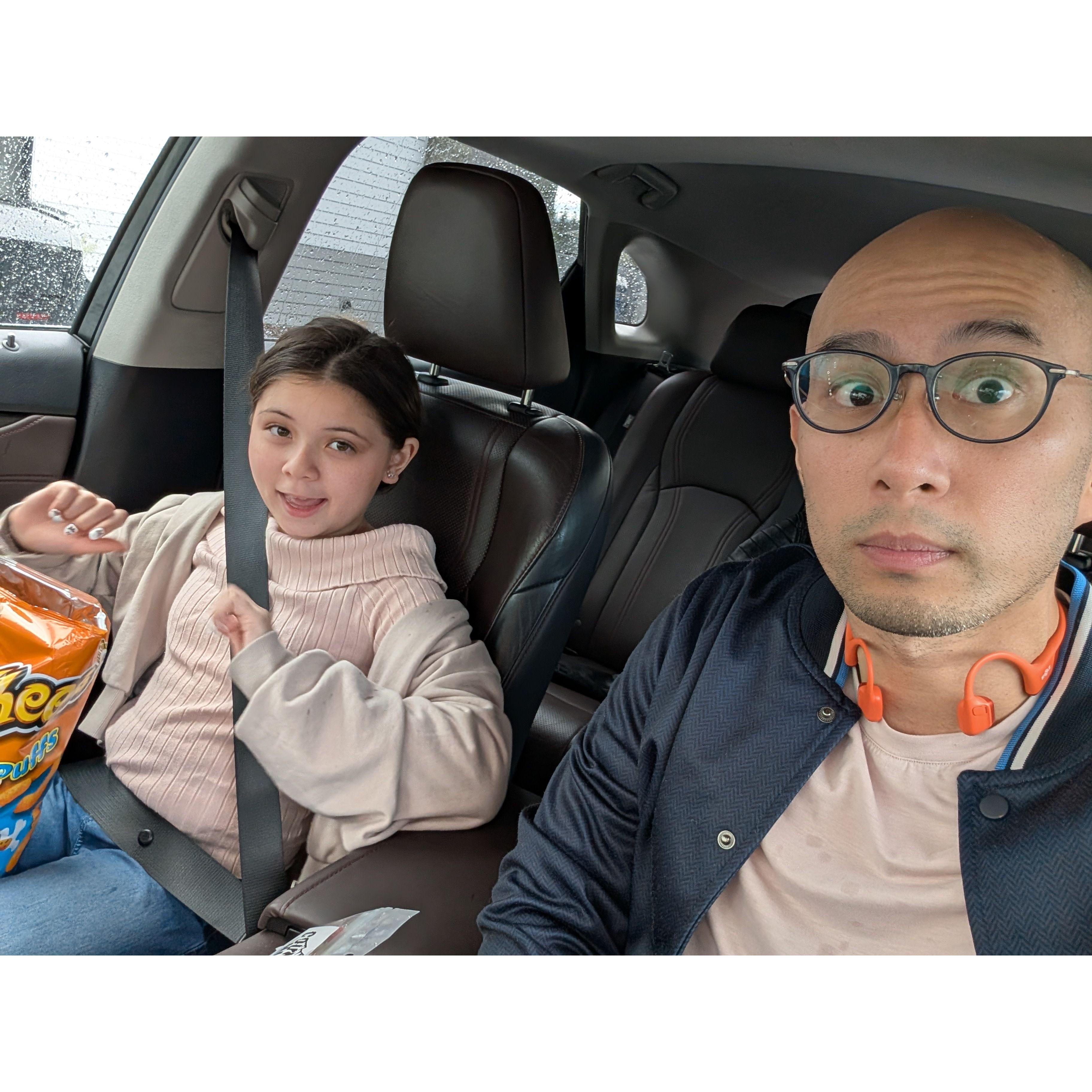 How we start every Daddy/Daughter day.... with car snacks!