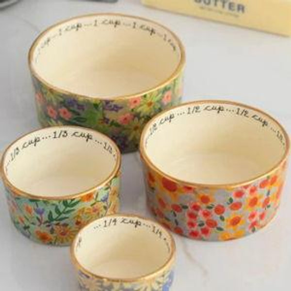Ceramic Nesting Measuring Cups - Multi Floral