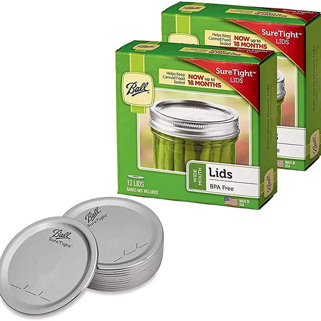 Ball Wide Mouth Mason Jar Lids 12-Count per Pack (2-Packs Total)