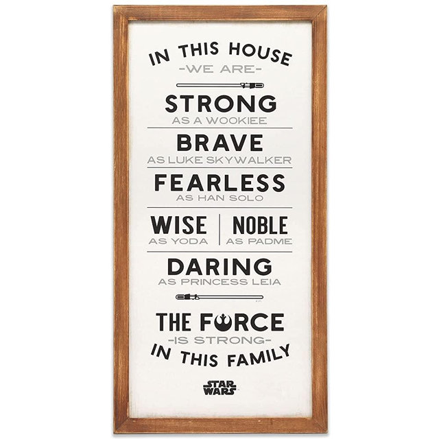 Open Road Brands Disney Star Wars in This House Family Rules Wood Wall Décor - Large 10 Inch x 20 Inch Star Wars Wall Art for Living Room, Movie Room or Man Cave