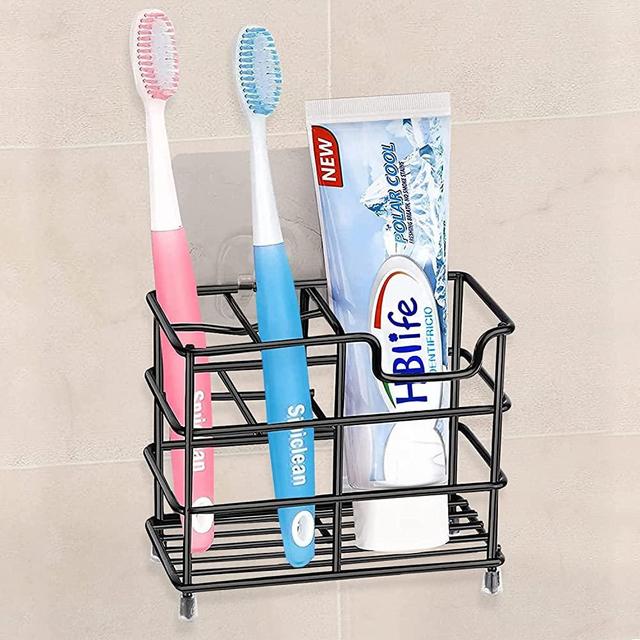 HBlife Small Toothbrush Holder Wall Mounted for Bathroom, 5 Slots Silver Stainless Steel Bathroom Accessories Organizer for Small Spaces