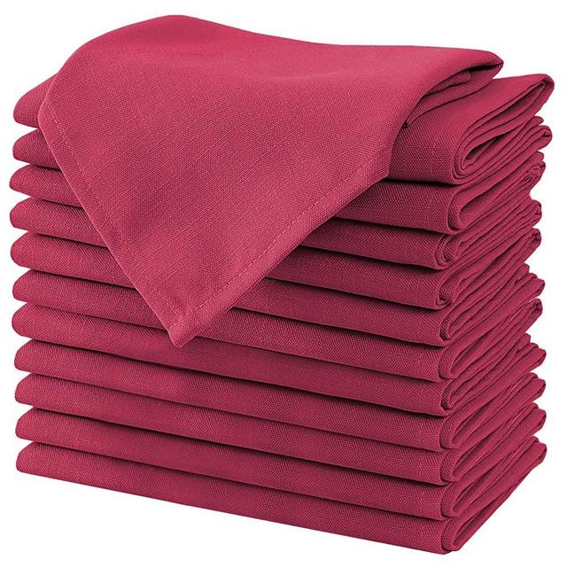 Cloth Napkins Set of 12 (18" X 18") Linen Textured Dinner Napkins Waterproof Extra Soft Thick Durable Reusable Napkins With Hemmed Edges for Family Dinners, Weddings and Everyday Use, Cardinal Red