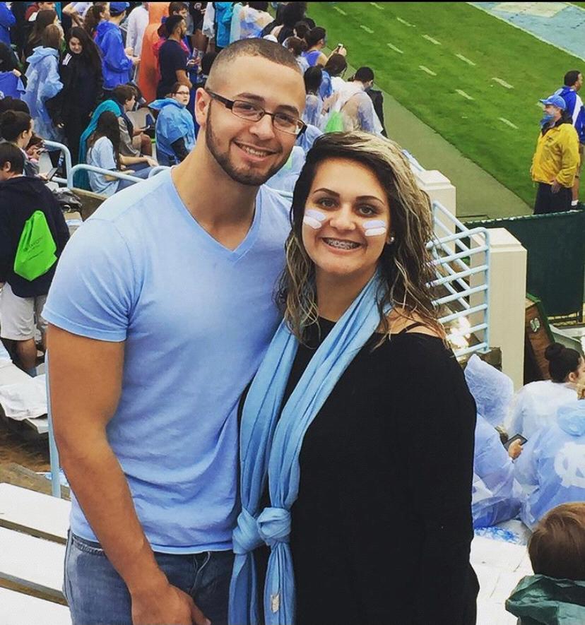 Attending our very first Carolina football game together--definitely enjoyed being in the student section!