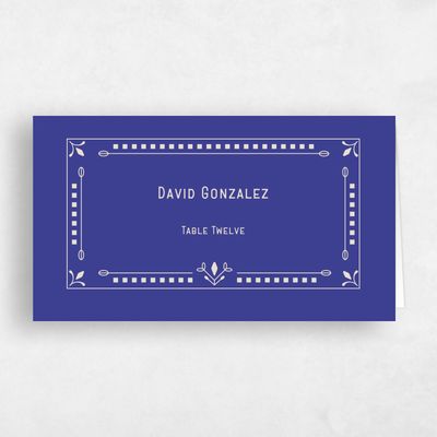 Indigo, Blue Wedding Place Card - Augusta