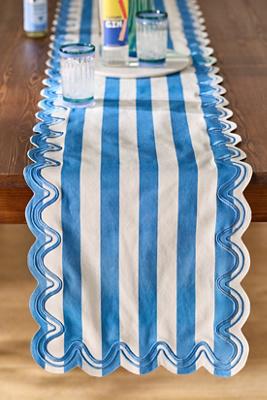 Madeline Embroidered Striped Table Runner