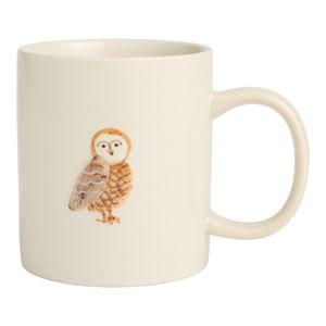 Cream Harvest Critters Hand Painted Ceramic Mug - Owl