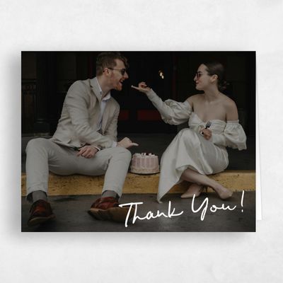 White Wedding Thank You - Morgay Photo