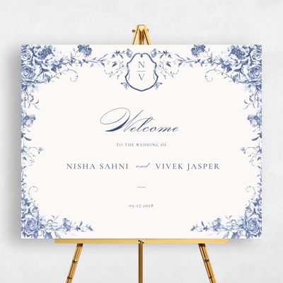 Dark Cobalt, Blue Wedding Sign - Hattaway Landscape