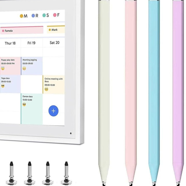 4 PCS Stylus Pen for Skylight 15 inch Calendar Customized Pen Compatible with15.6-Inch,27-Inch Smart Digital Calendar Stylus Pen (Blue+Pink+Green+Purple)