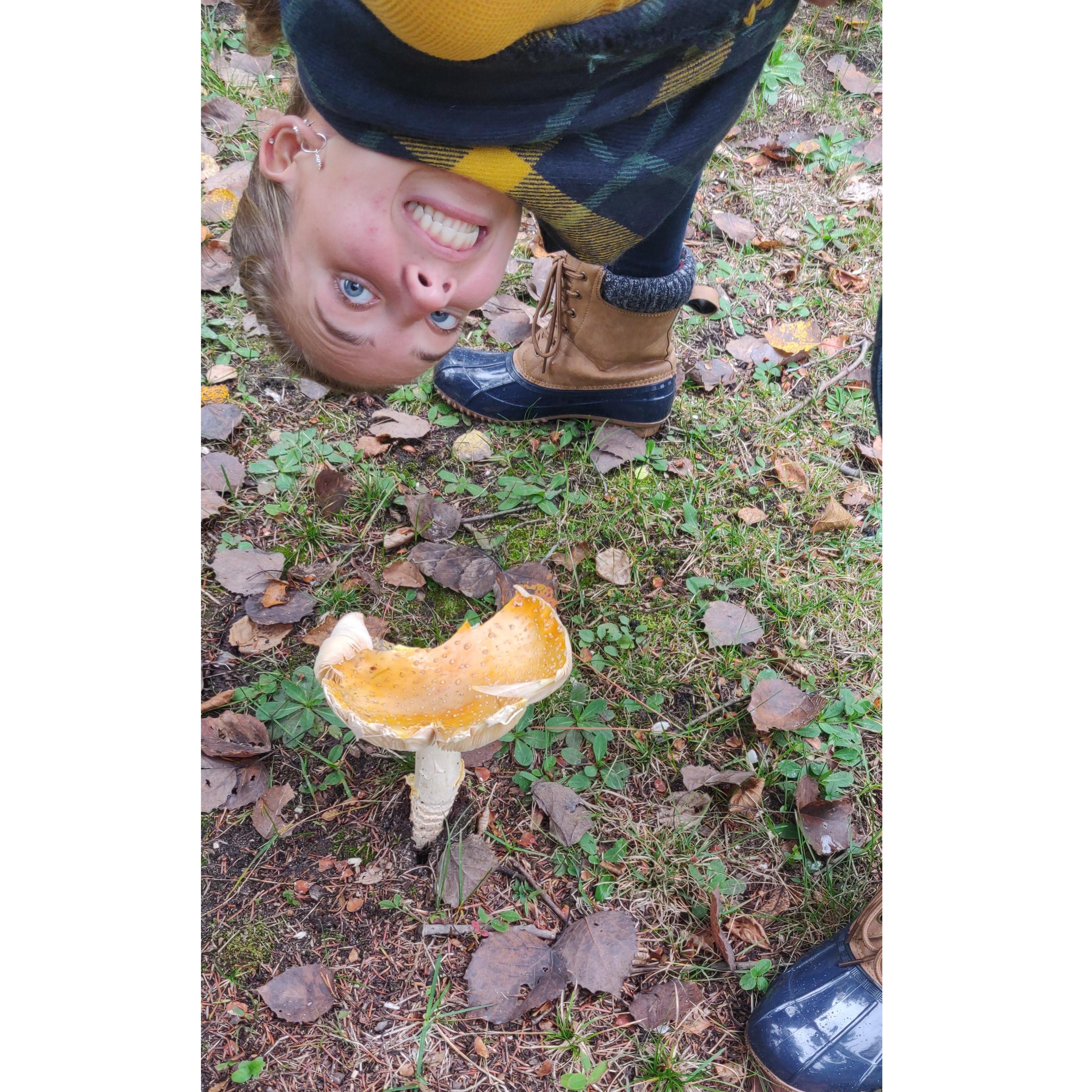 Zoe discovers big mushroom