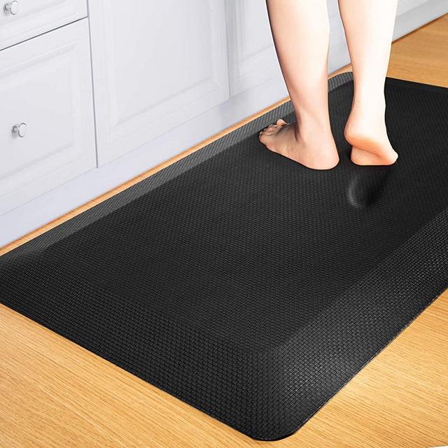 Anti Fatigue Mat Floor Kitchen Mat, FEATOL Standing Desk Mat Foam Cushioned Anti Fatigue Mats Comfort Standing Pad 9/10 Inch Thick (20" x 39", Black)