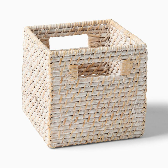 Modern Weave Basket, Whitewash, Utility Medium