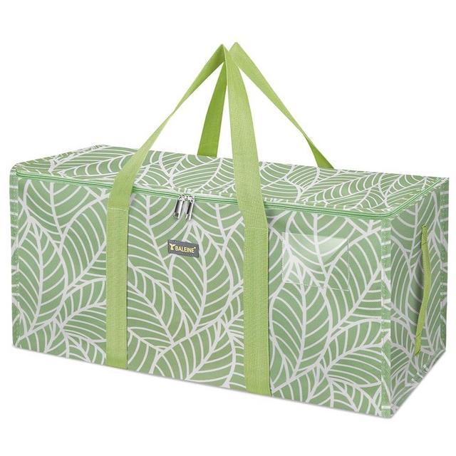BALEINE Extra Large Storage Tote with Zippers & Carrying Handles, Heavy-Duty Oxford Fabric Moving Bags for Laundry, Space Saving, Storage, Antique Foliage