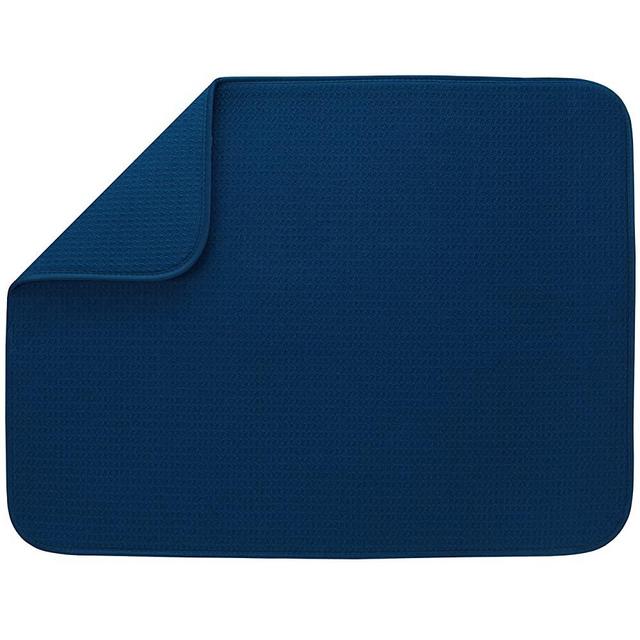 S&T INC. Absorbent, Reversible XL Microfiber Dish Drying Mat for Kitchen, 18 Inch x 24 Inch, Navy