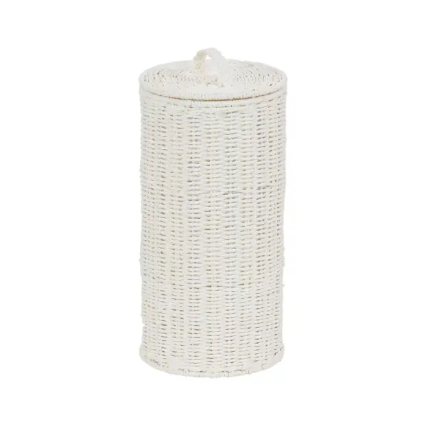 Wicker Toilet Paper Holder with Lid, Fits up to 4 Mega Size Rolls, Stylish Bathroom Organization for Extra Toilet Paper Rolls