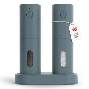 LARS NYSØM Electric Salt and Pepper Grinder Set, USB Rechargeable, Automatic Salt and Pepper Mills, Spice Shakers Refillable with LED Light, Adjustable Coarseness, Ceramic Grinder (Stone Blue)