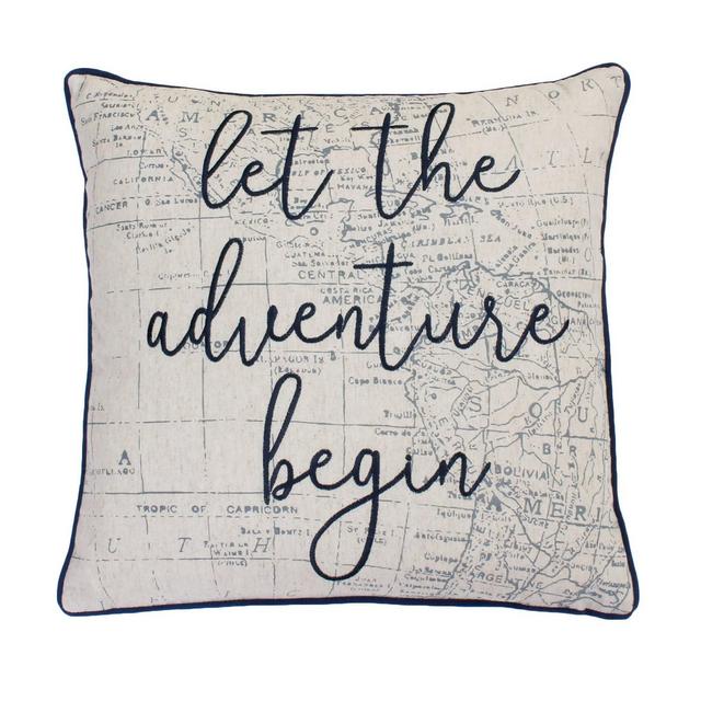 Lariss Adventure Embroidered Landscape Payton Velvet Square Throw Pillow Beige - Décor Therapy