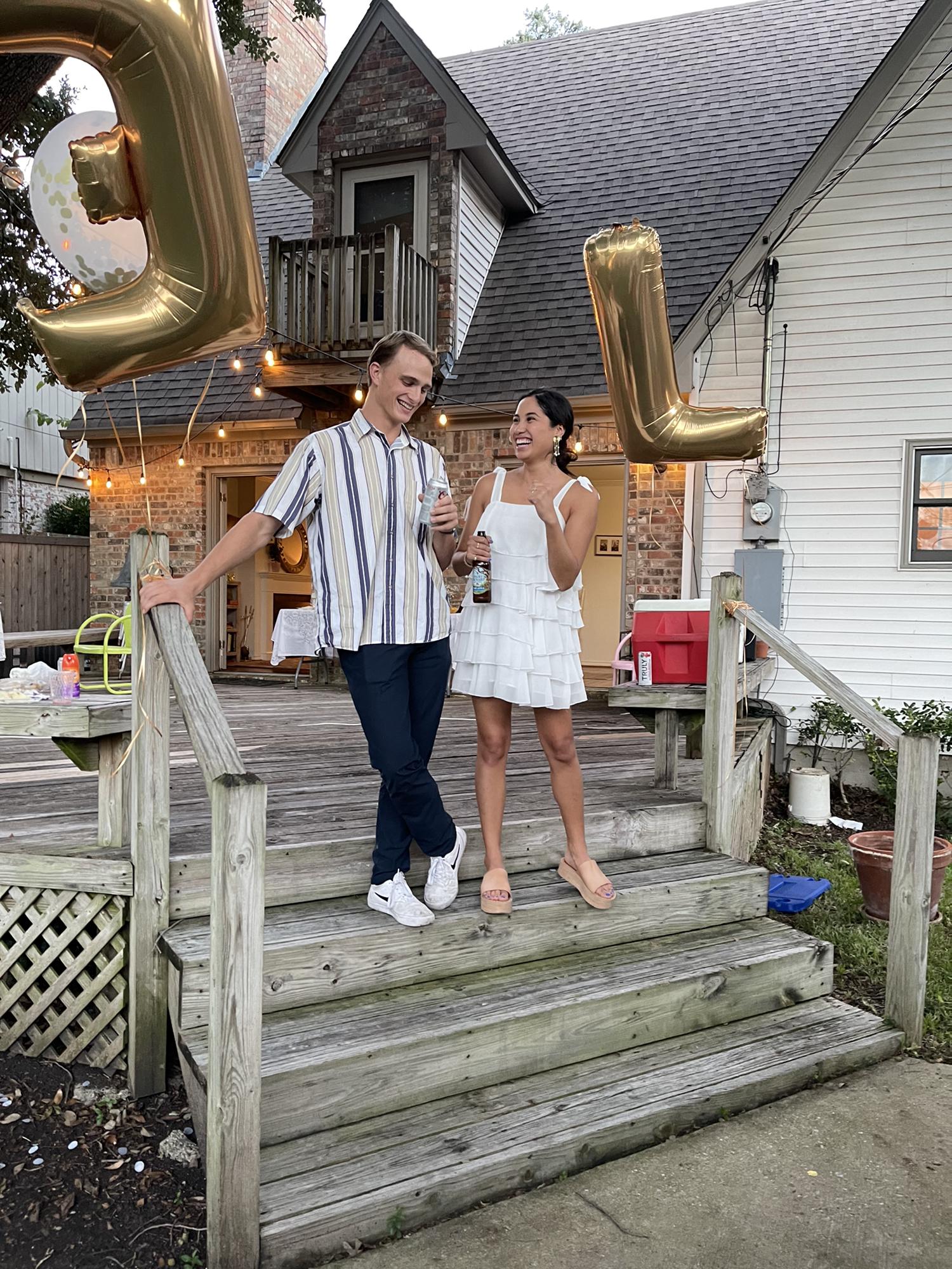 our friends threw us the most fantastic engagement party – filled with taco bell, chocolate strawberries, apple ciders, chocolate almonds, mango salsa, fun decorations and music of course!!!