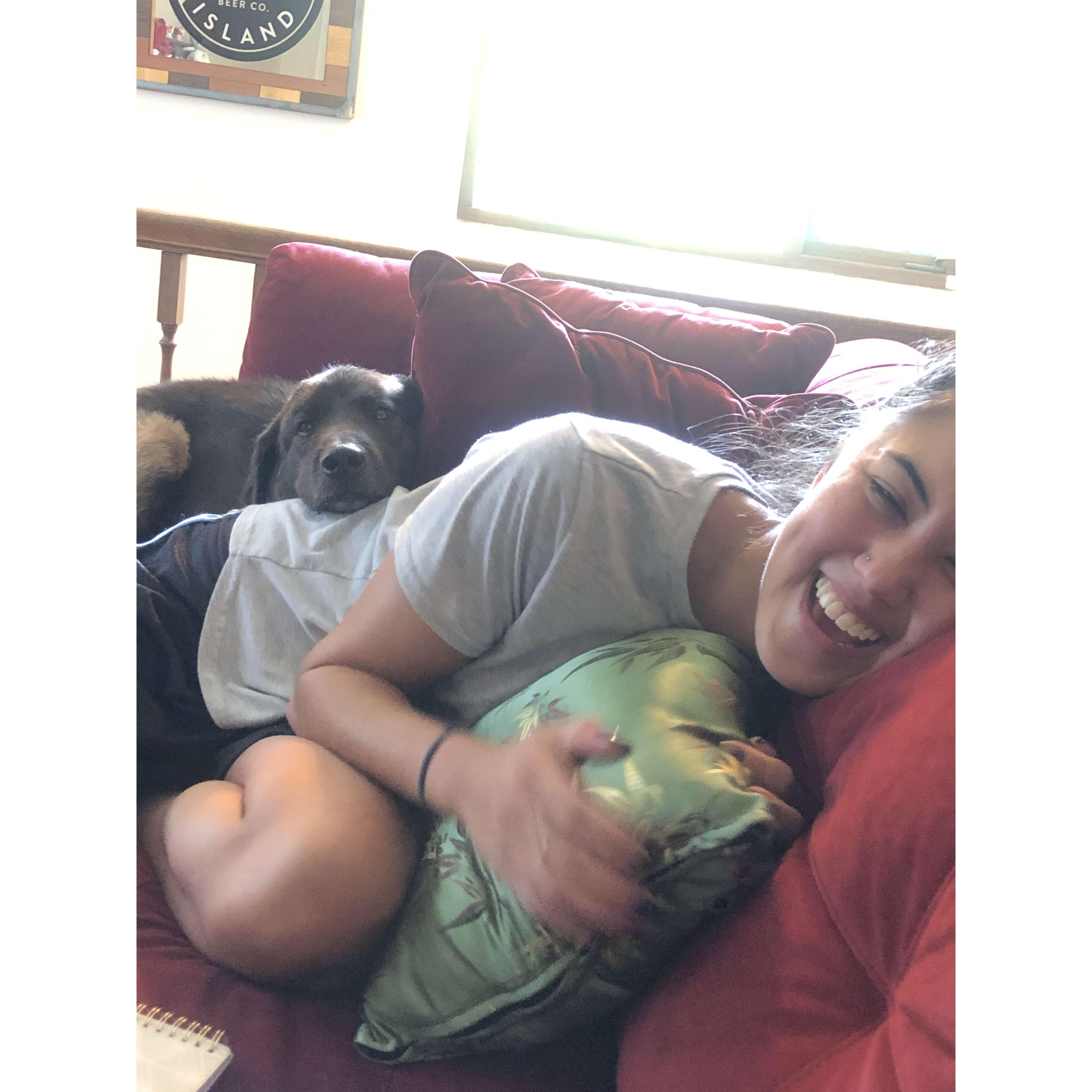 home cuddling with my favorite Bear pup
