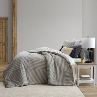 Bee & Willow™ Home Ticking Stripe Reversible King Comforter Set in White/Blue