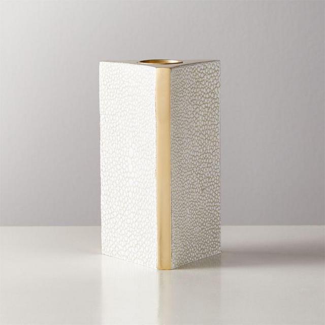 Shagreen Ivory Taper Candle Holder Small