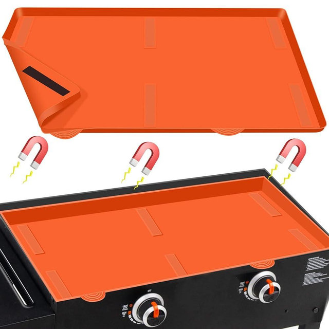 28" Griddle Mat Silicone for Blackstone, Magnetic Protective Cover Mats Blackstone Griddle Top Covers for Blackstone Protector Outdoor-Orange