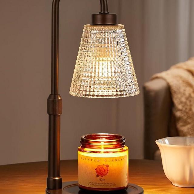 Innqoo Brown Candle Warmer Lamp with Timer, Dimmable Candle Warmer for Jar Candles, Height Adjustable Wax Melts Warmer, Birthday Gifts for Women Mom, House Warming Gifts New Home Decor