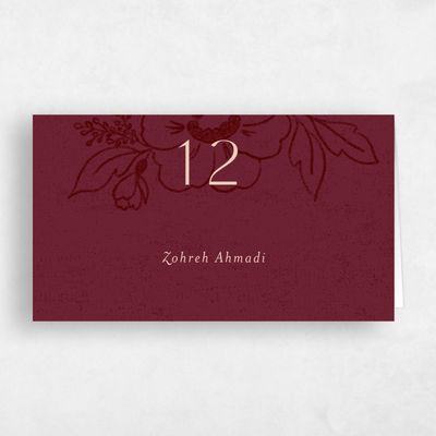 Red Typography Wedding Place Card - Oriabel