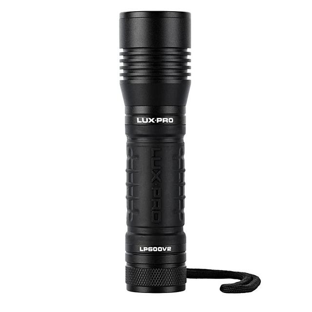 LUXPRO Bright 400 Lumen CREE LED Handheld Flashlight - Features TackGrip and Aircraft-Grade Aluminum - Pocket-Sized Camping Accessories with Wrist Lanyard - Batteries Included