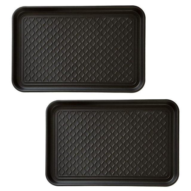 Stalwart All-Weather Boot Tray, Indoor Outdoor Doormat for All Seasons, 2 pk Medium, Black