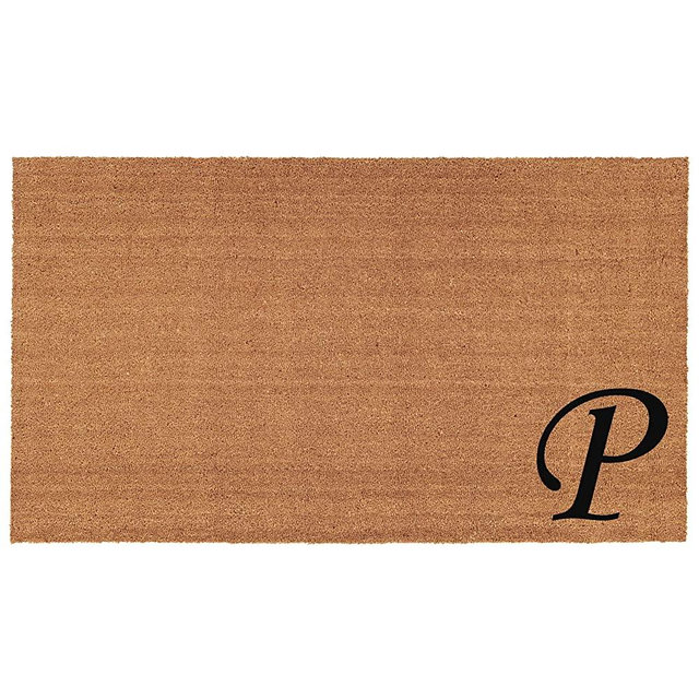Home & More 153622436P Urban Chic Monogram Doormat (Letter P), Black/Natural, 24" x 36"