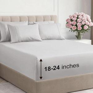 Extra Deep King Sheet Set - 6 Piece Breathable and Cooling Sheets - Hotel Luxury Bedding for Women, Men, Kids & Teens - Easy & Secure Fit - Soft, Wrinkle Free & Comfy - Extra Deep Pockets - Light Grey