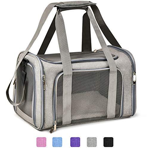 Henkelion Cat Carriers Dog Carrier Pet Carrier for Small Medium Cats Dogs Puppies of 15 Lbs, TSA Airline Approved Small Dog Carrier Soft Sided, Collapsible Puppy Carrier - Black Grey Pink Purple Blue
