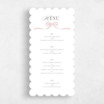 White Scalloped Wedding Menu - Cindra