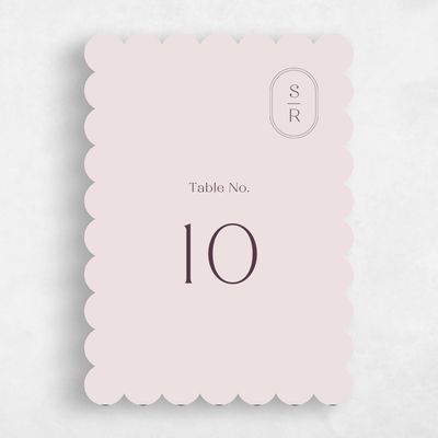 Pink Scalloped Wedding Table Number - Bridgetown