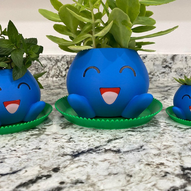 Oddish Planter with Drip Tray - Fully Colored Pokemon Inspired Plant Pot | Cute Indoor Planter | Unique Home or Office Decor Gift