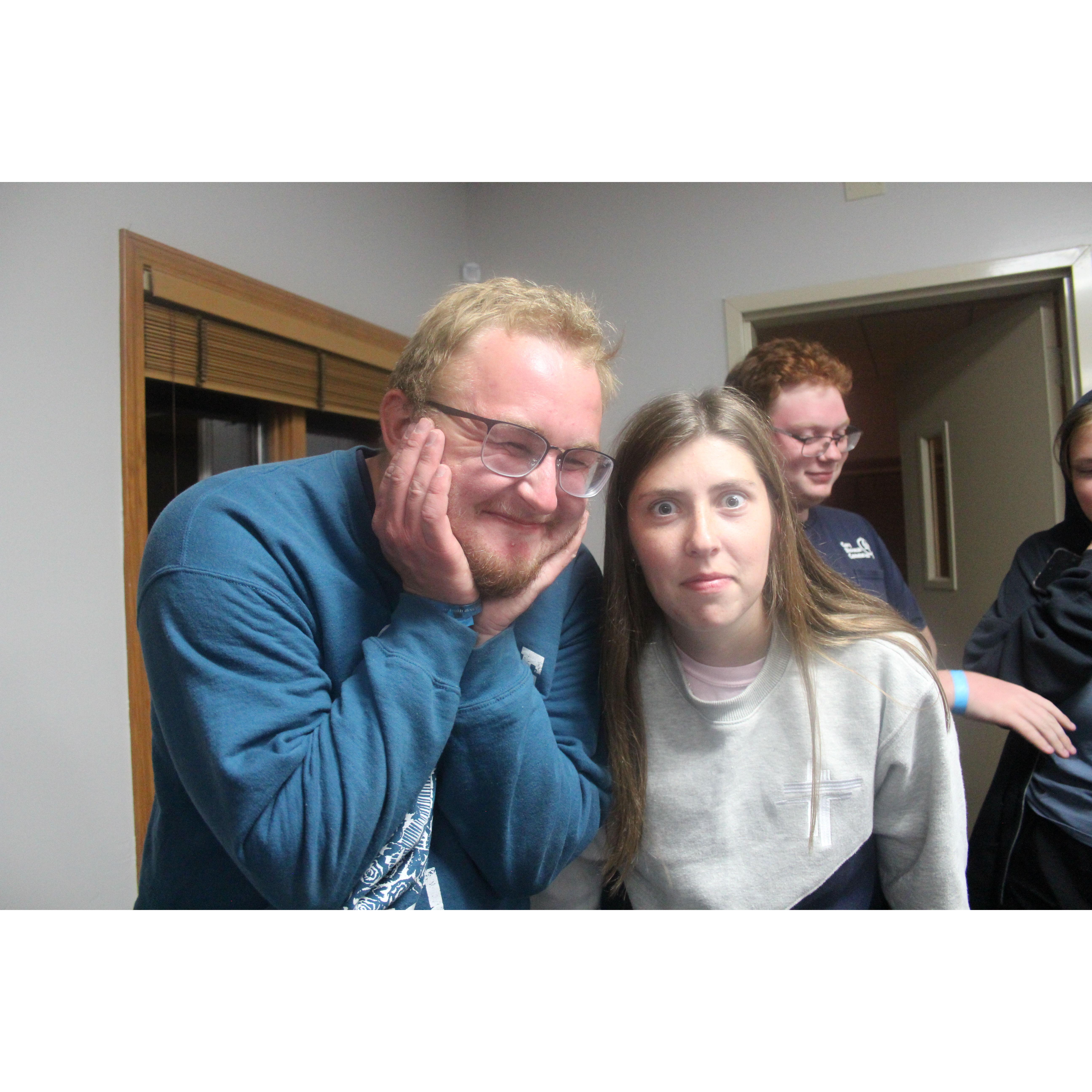 A photo from the St. Teresa's fall retreat, just before we began dating.