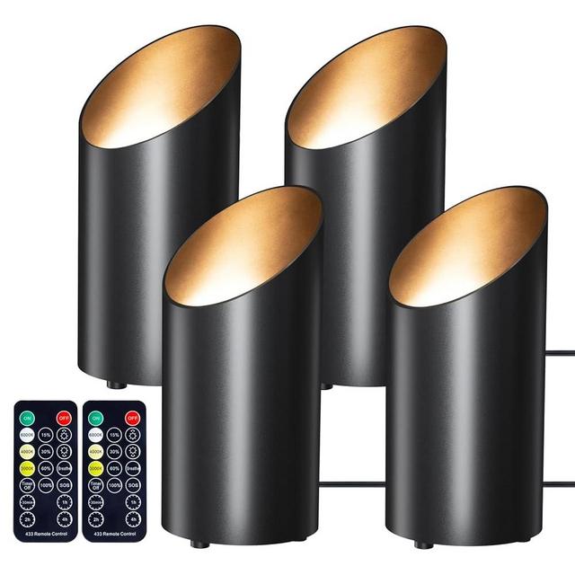 Brightown LED SpotLights - 4 Pack Uplighting Floor Can Lights with Remote and Timer, 3 Color Temperatures & Dimmable, 2 Lighting Modes for Wall Picture Painting Plants Indoor Accent Lighting, Black