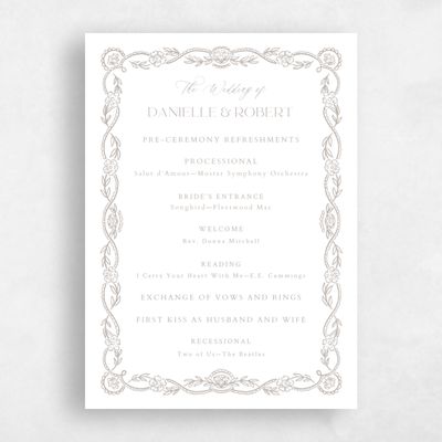 White Wedding Program - Estella