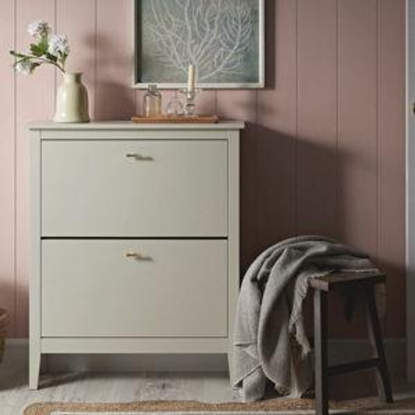 Oakham 2-Tier Shoe Cabinet, Shaded White